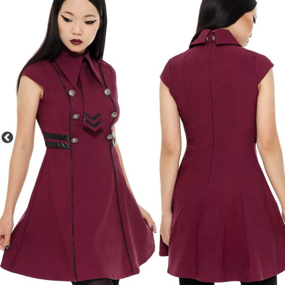 Killstar Dresses & Skirts - Killstar Black-Ops Blood Red Green Skater Dress XL NWT
